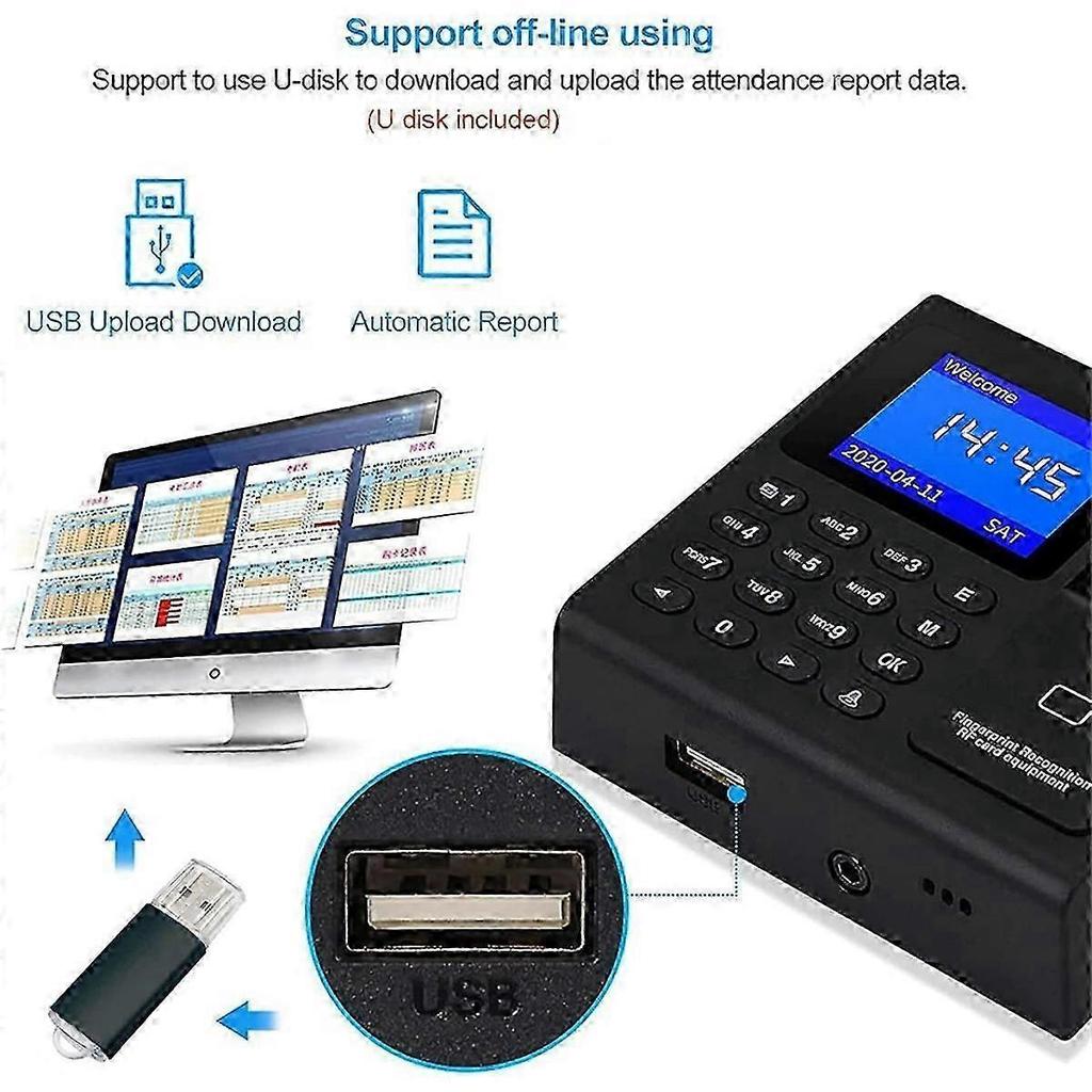 Idő- és Jelenléti Gép Ujjlenyomat Jelszó Időóra Alkalmazottnak Ujjlenyomat-szkennerrel, RFID-vel és PIN-kóddal