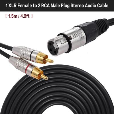 Gold-Plated XLR Female To Dual RCA Male Audio Cable Adapter