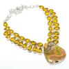 Natural Bumblebee Jasper, Citrine Gemstone 925 Sterling Silver Necklace 18" a2T04