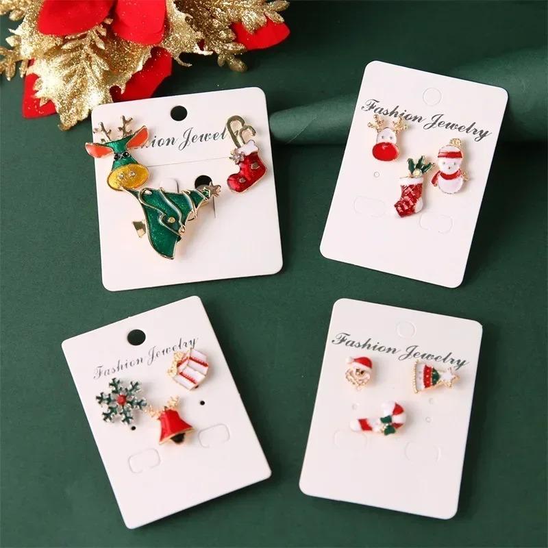 Christmas Pin Badge Set Santa Claus Reindeer Tree Snowflake Design Brooches Decorative Holiday Jewelry for Party Outfit