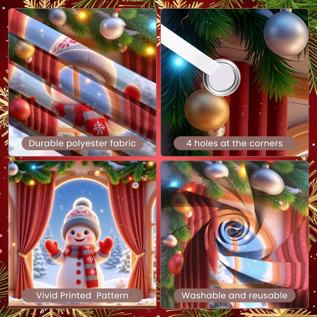 Winter Banner Snowy Landscape Christmas Decoration Banner Holiday Decoration Banner Red Curtain Design For Home Decoration