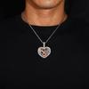 European & American Hip Hop Heart Photo Necklace: Copper Zirconia Pendant with DIY Personalized Heart Frame