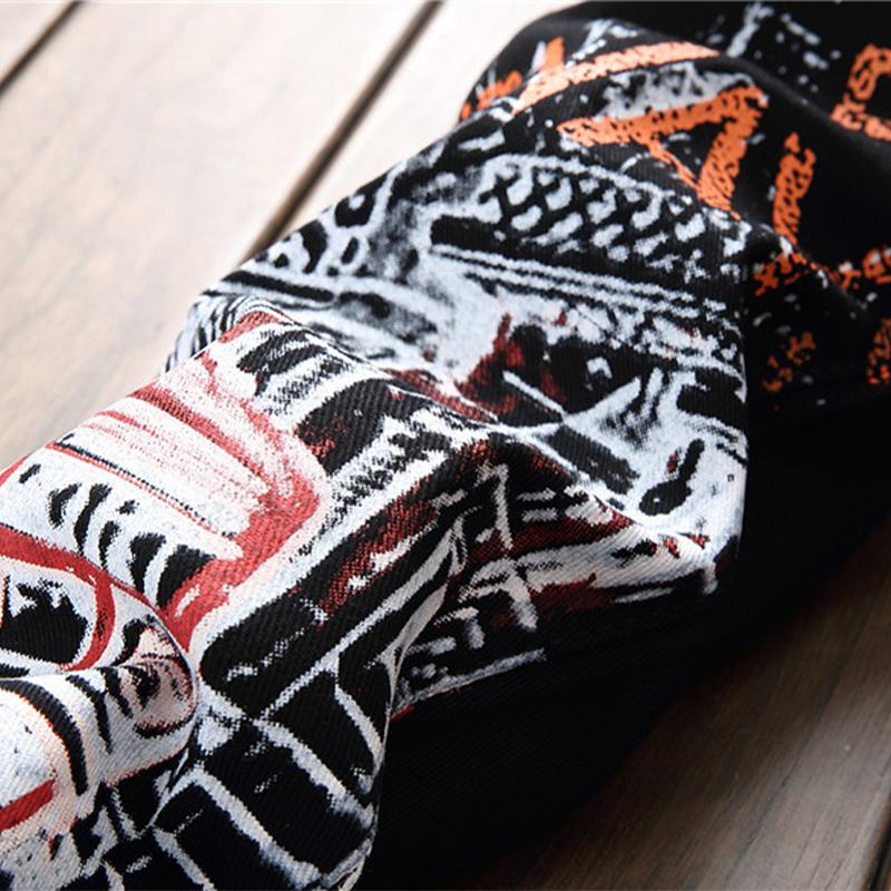 High Street Fashion Herren Jeans Nachtclub Schwarz Weiß Farbe Persönlicher Designer Bedruckte Jeans Herren Punk Hose Skinny Hip Hop Jeans