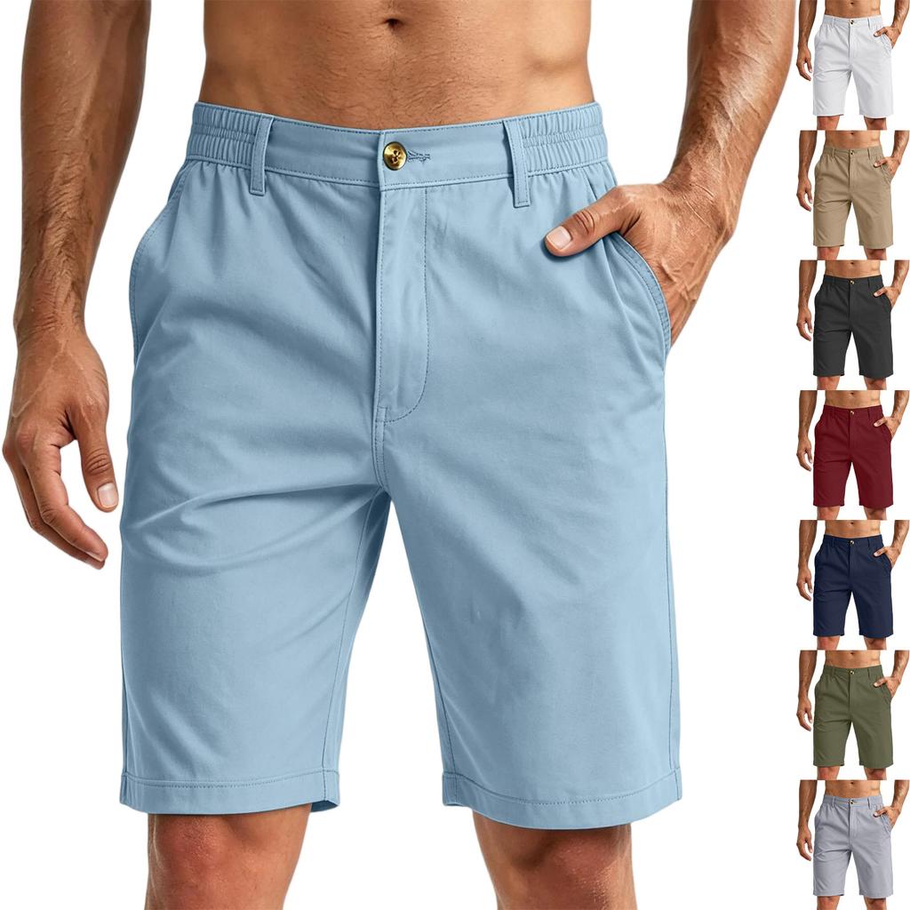 Men's Summer Casual Golf Shorts Elastic Waistband with Pockets Quick Dry Breathable Workwear Shorts