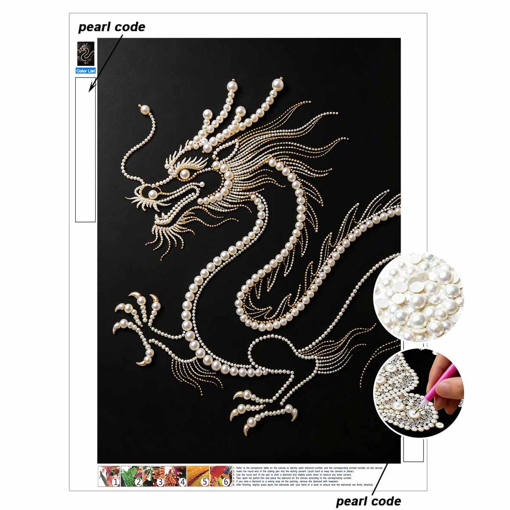 5D DIY Pearl Diamond Painting Kit Majestic Dragon Full Drill Embroidery Mosaic Art Home Wall Decor Gift