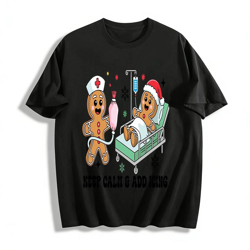 Christmas Gingerbread Man Medical Themed Printed Top Pure cotton T-shirt XXS