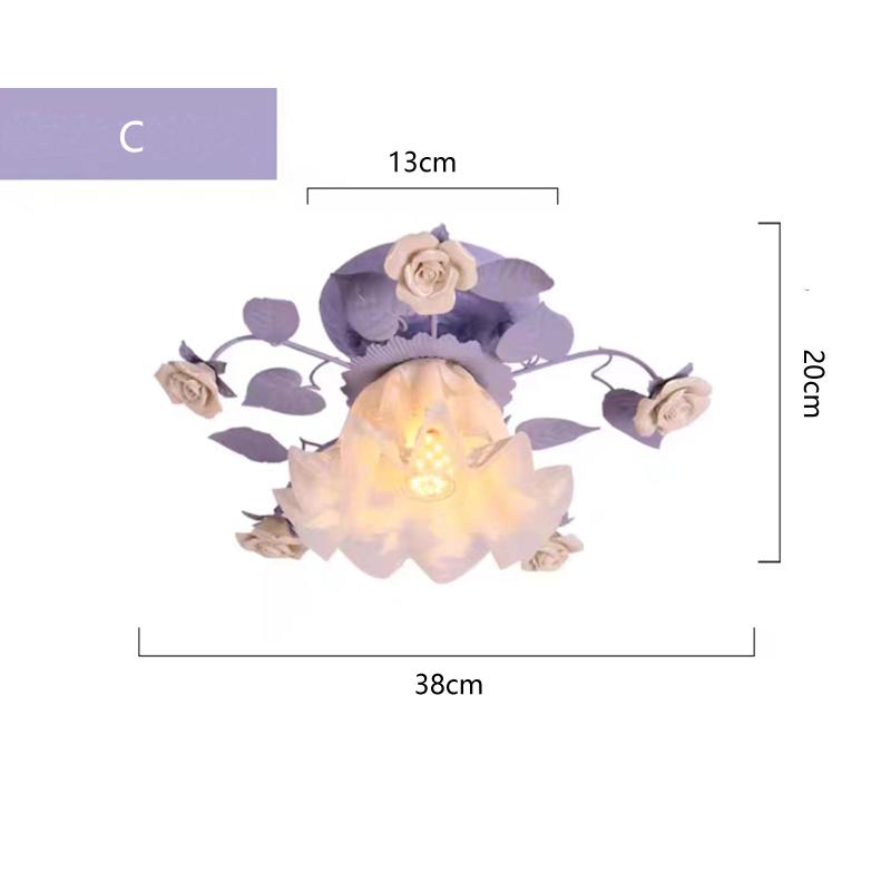 Japanese Pastoral Ceiling Lights Rose Wrought Iron Flower Lamp Porch Aisle Mount Ceiling Lamps Kitchen Home Lighting 110-265V