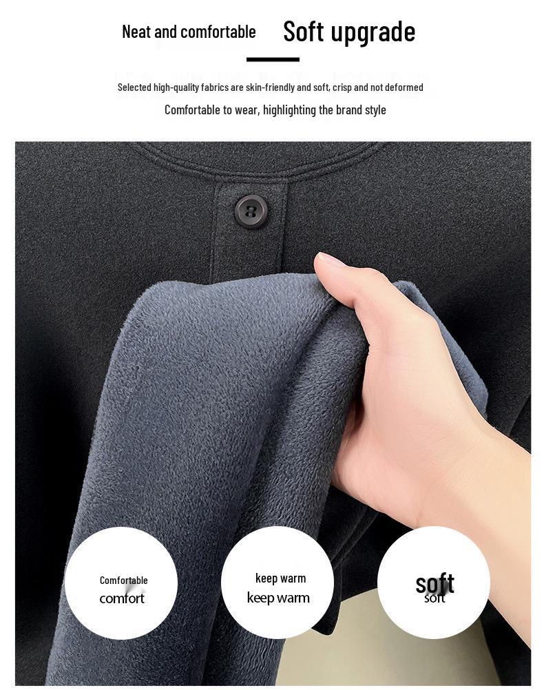 Winter 2025 Herren Plus Samt Verdicktes Sweatshirt - Halbhoher Kragen, Rundhals, Lässige Warme Basisschicht.