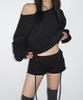 Sailpeulei One Shoulder Eyelet Sweatshirts / Black