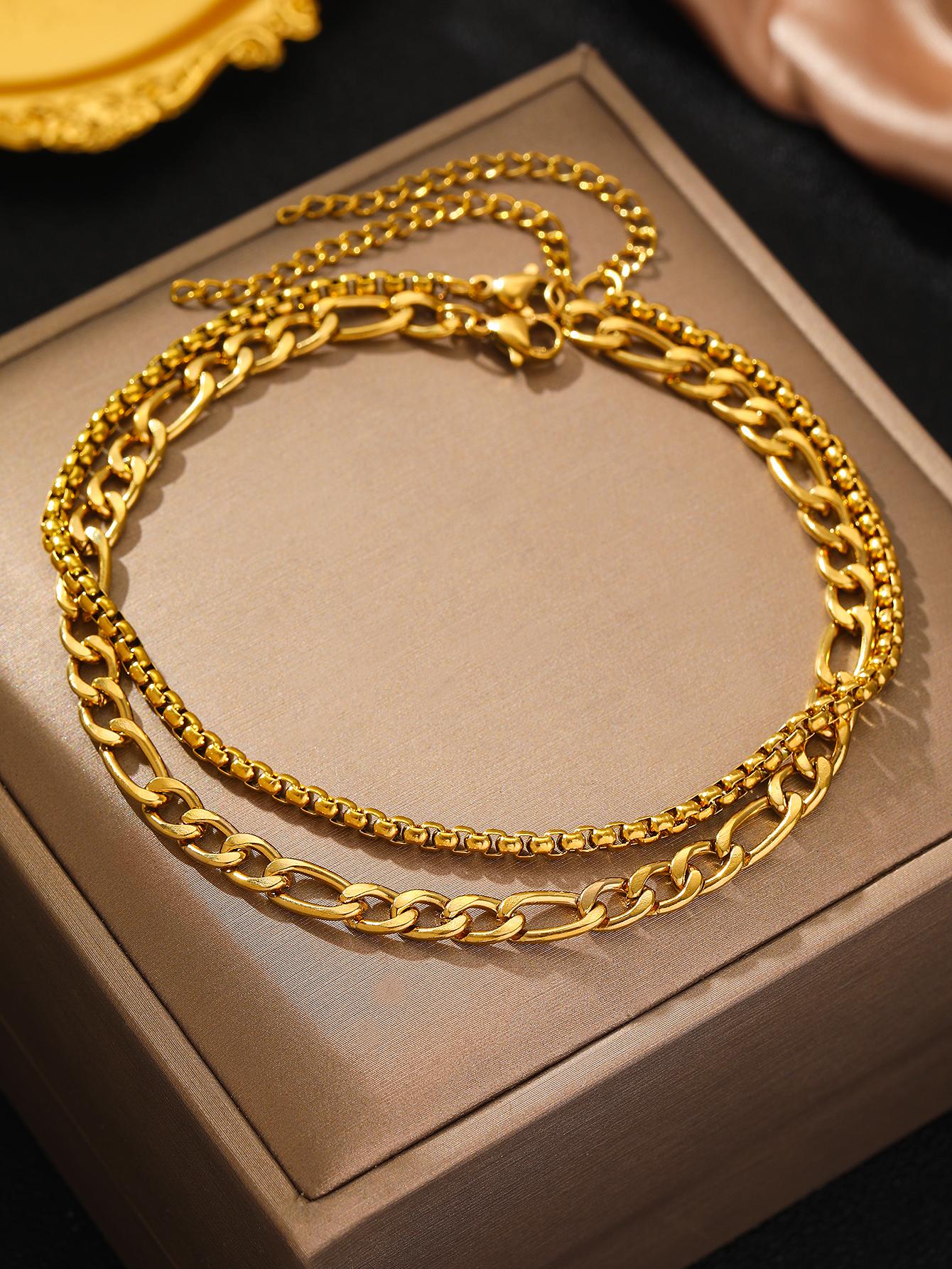 

Stainless Steel Anklet Europe and the United States Personality Design Chain Minimalist Anklet For Women Zircon Beach Party Ne