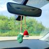 Handmade Hat and Stocking Rear View Mirror Accessories, Cute Crochet Decoration Car Mirror Hanging Accessories, Car Hanging Ornament and Bag Charm