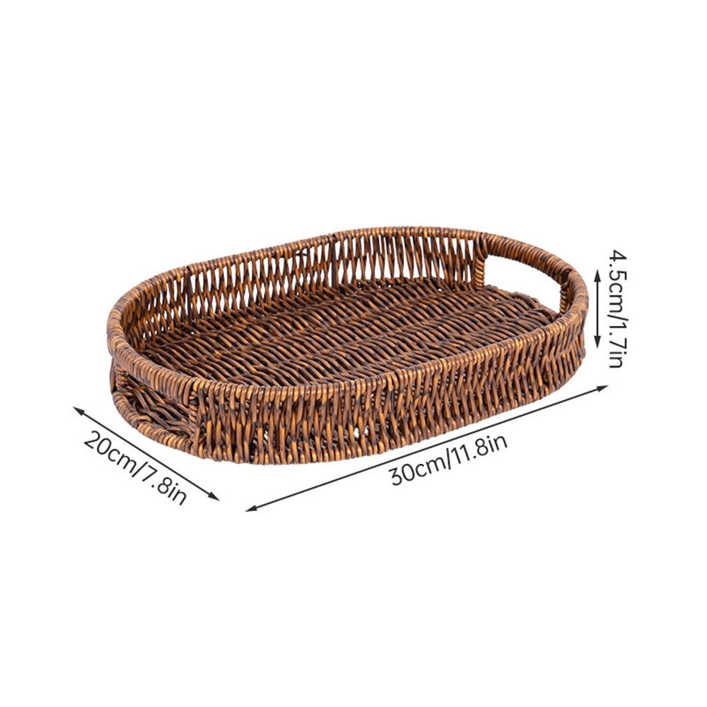 Hand-Woven Imitation Rattan Basket Multipurpose Food Storage Basket Bread Basket  Household Storage