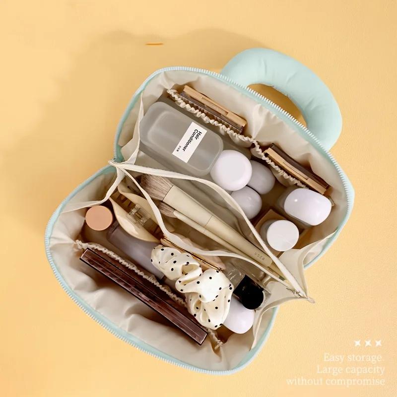 1pc Cosmetic Bag Travel Portable Makeup Organizer Bag Large-capacity Cosmetic Storage Handbag with Zipper Toiletries Bags