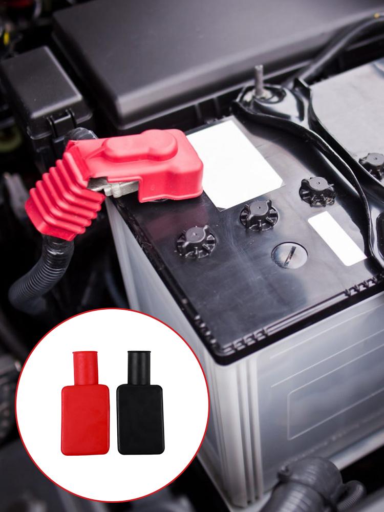 2pcs Car Battery Pole Positive and Negative Protection Cover Soft Plastic Flexible Battery Terminal Insulator Protective