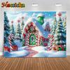 Mocsicka Christmas House Photography Background Xmas Tree Snowflake Lollipop Gifts Decoration Child Family Party Backdrop Banner6