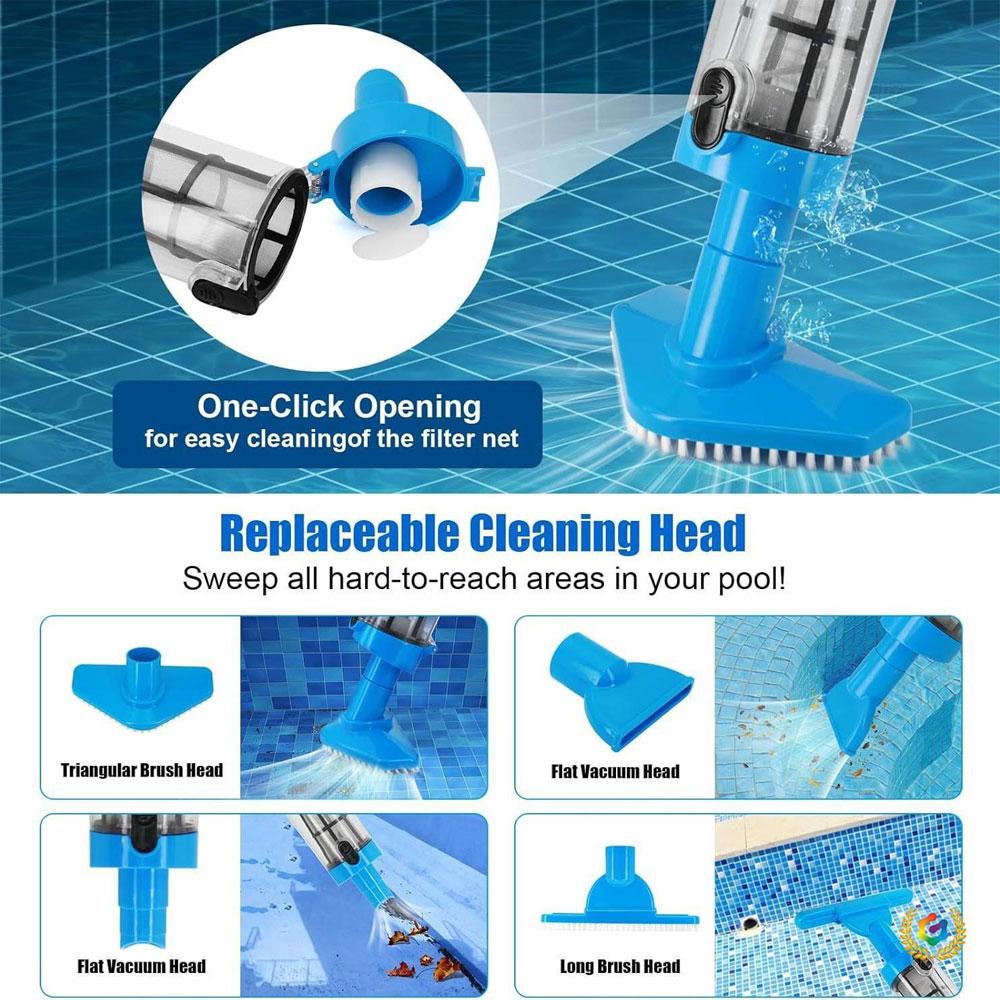 3 in 1 Cordless Rechargeable Handheld Pool Vacuum Telescopic Swimming Cleaner for Home Pool Spa Cleaning