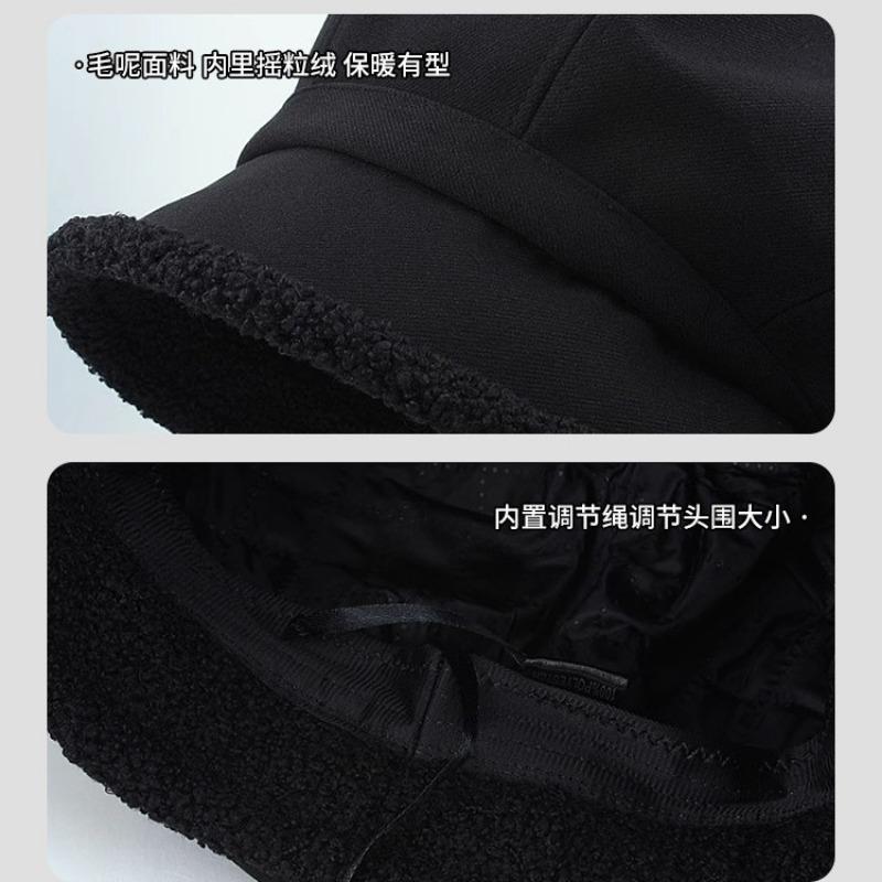 Beret Female Autumn and Winter Big Head Circumference Showing Small Face Plush Warm Cap Plain Plush Pile Bucket Hat
