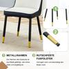 Set of 2 Modern Dining Chairs with PU Leather Backrest in Black-White Combination and Black Metal Legs.