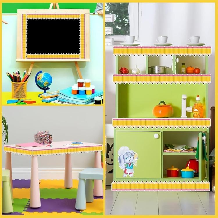 Pencil Pattern Border Trim for Bulletin Board Notice Board Classroom Chalkboard Decoration Bulletin Board Border