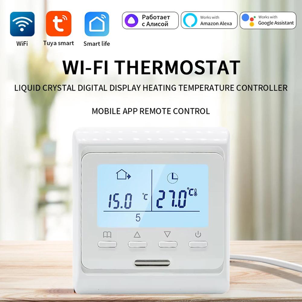 Tuya WiFi Programmable Thermostat 90~230V 16A Smart Temperature Controller for Electric Heating System APP Remote Control Works with Alexa Google Home