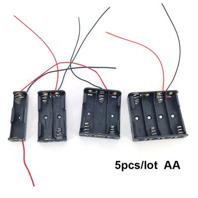 5 piezas 1 2 3 4 Puertos Ranuras AA 2AA 3AA 4AA 1.5v 3v 4.5v 6v Tamaño Alimentación Batería Estuche de Almacenamiento Caja Soporte 3Xaa 2xaa aa Con Cables
