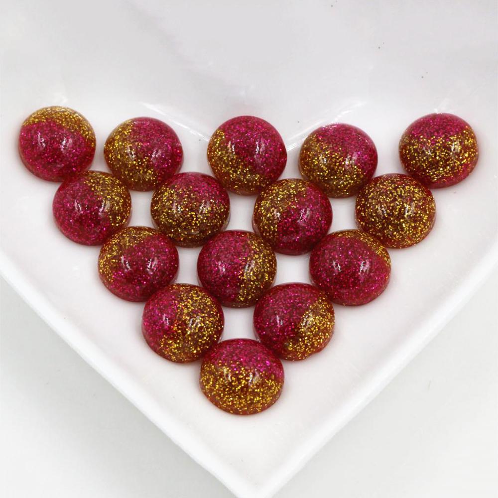 New Fashion 40pcs 12mm Mix Colors Stylish Color Brushed Style Flat back Resin Cabochons Cameo