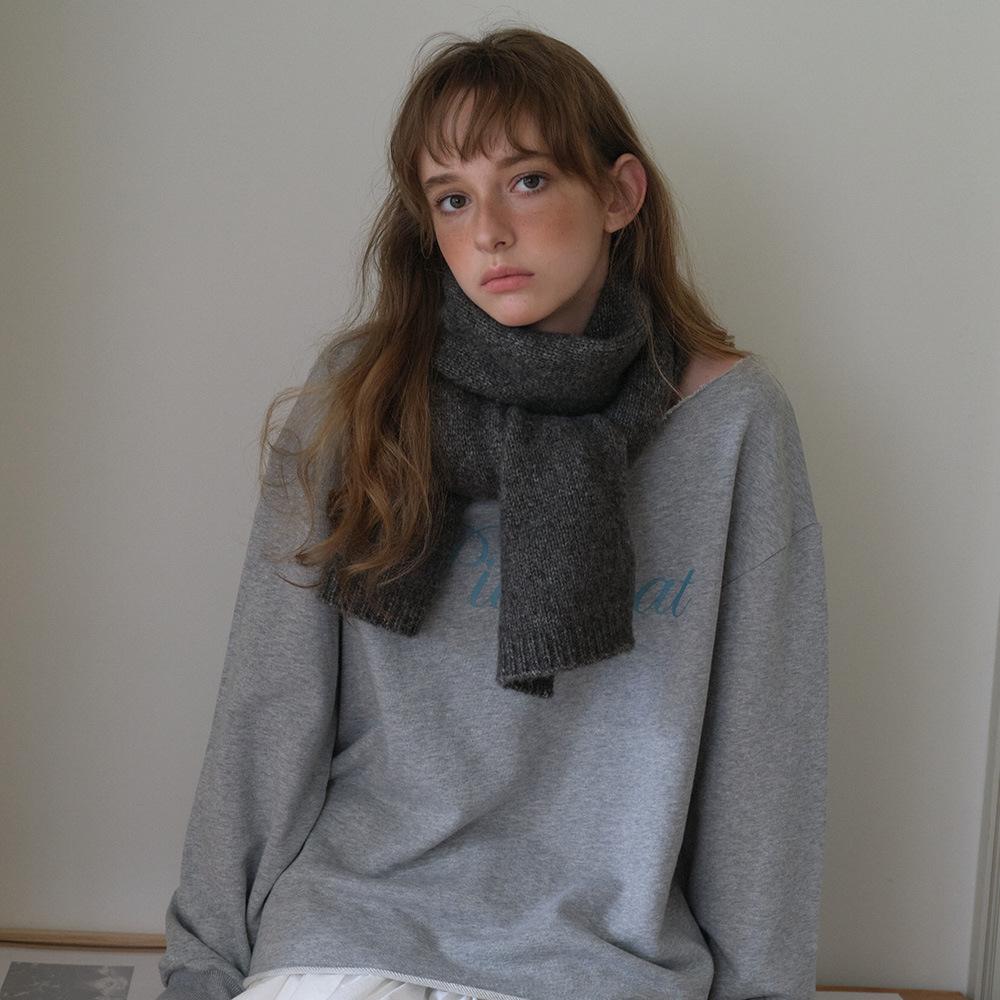 Wool Scarf for Men and Women Winter Simple Gray Soft and Warm Woolen Scarf