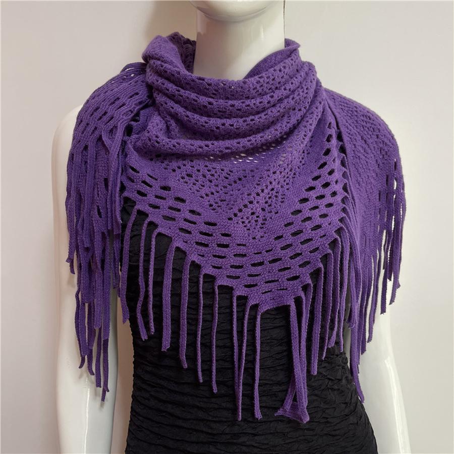 Autumn New Solid Color Triangle Fringe Wool Scarf Knitted Shawl Triangular Scarf Wrap