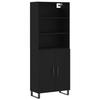 VidaXL Buffet haut Noir 69,5x34x180 cm Bois d'ingénierie 3189278