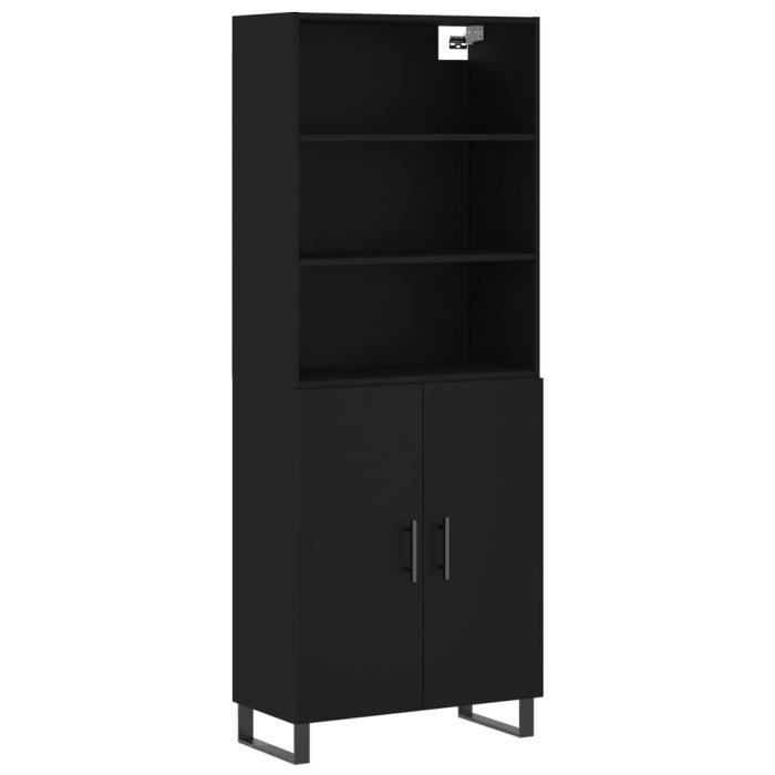 VidaXL Buffet haut Noir 69,5x34x180 cm Bois d'ingénierie 3189278