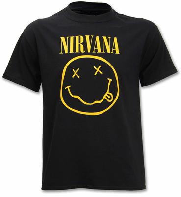 Official Nirvana T Shirt Happy Face Smile Black Grunge Kurt Cobain New S To XXL
