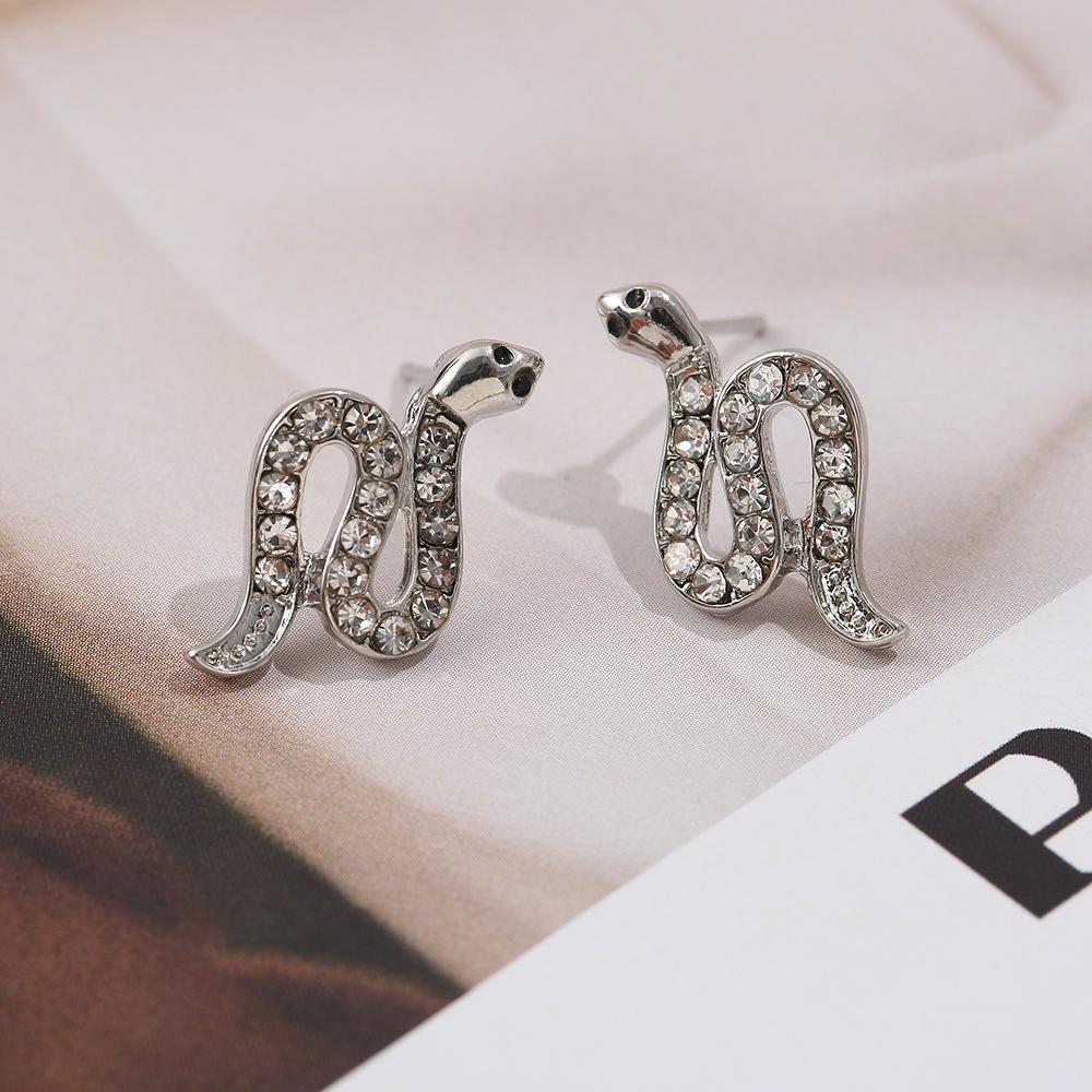 Luxurious Snake-Shaped Micro-Paved Diamond Stud Earrings