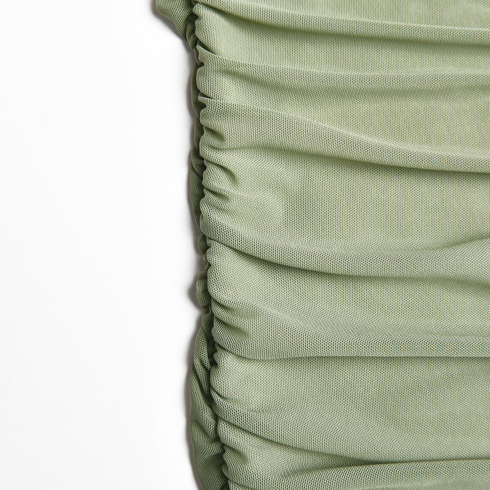 Letní ohlávkové prošívané sexy upnuté plisované šaty s rybím ocasem