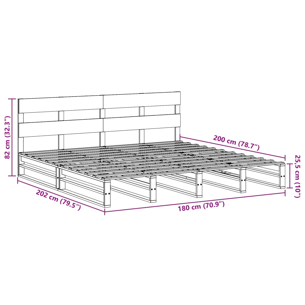 Solid Wood Bed without Mattress White 180 x 200 cm Pine Wood