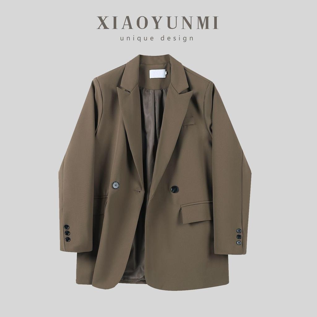 Women's Black High-End Street Style Coffee Blazer - Spring/Autumn 2025 Loose Casual Suit Top