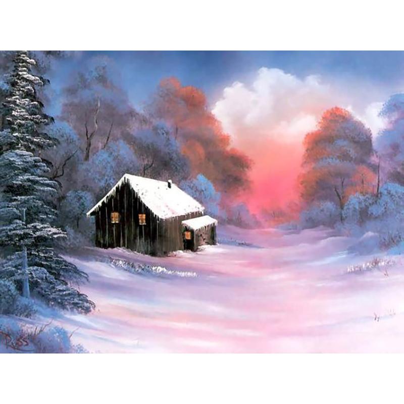 DIY Snow Scenery 5D Diamond Painting Full Round Drill Landscape Diamond Embroidery Cross Stitch Kit Wall Art Home Decor Gift