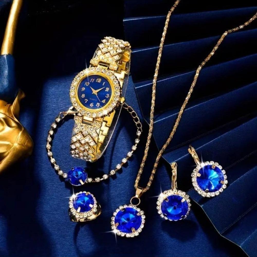 Ceyin European and American Women's Watches, Rhinestone Jewelry, Colored Diamond Quartz Watches, Women's Watches, Exquisite Sets