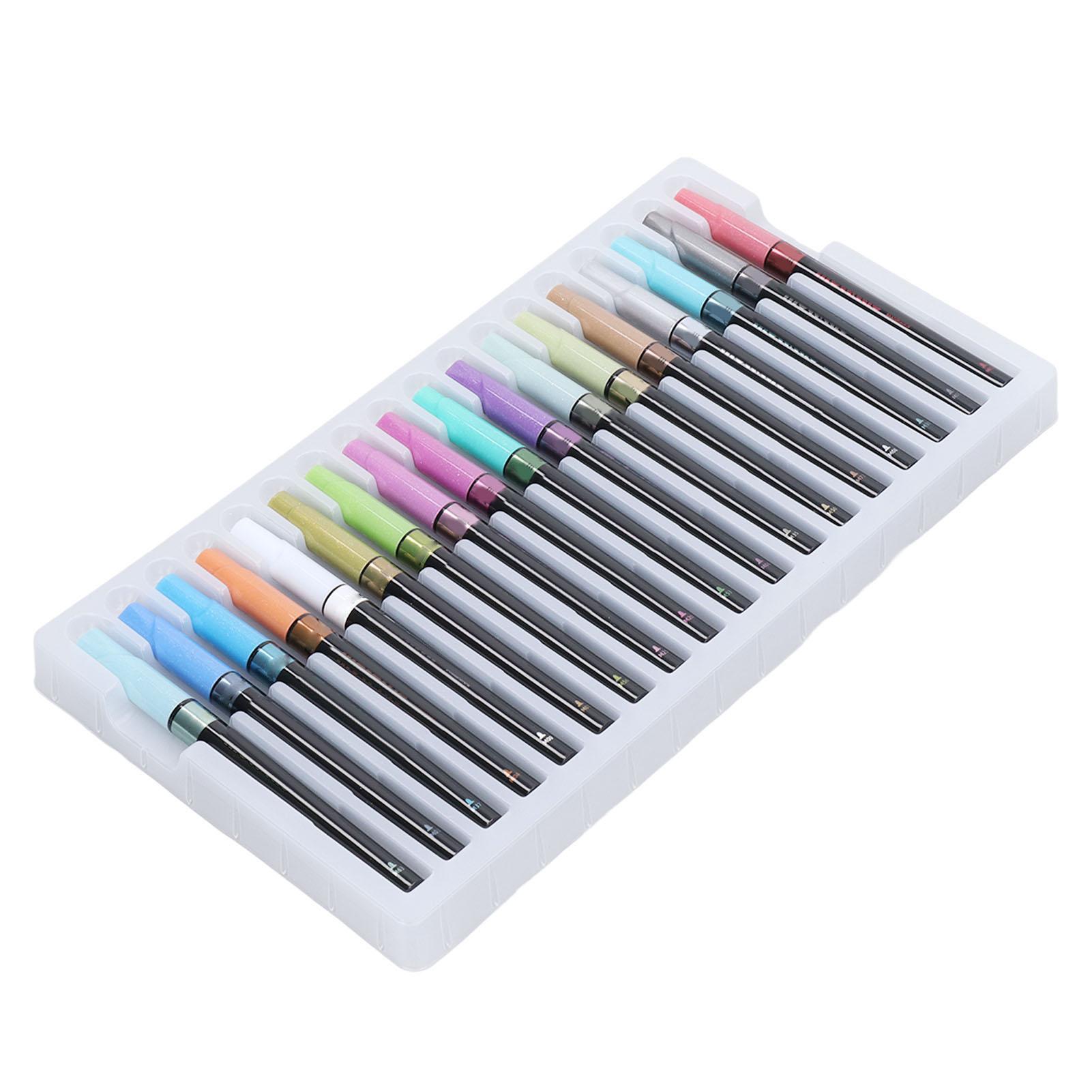 

18pcs Brush Tip Coloring Markers 2mm 0.08in Metallic Color Round Pen Head Watercolor Marker for DIY Projects