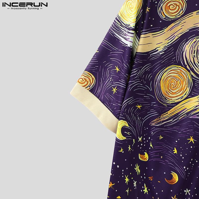 INCERUN Summer Men Short Sleeve Printing Hawaii Casual Loose T-Shirts