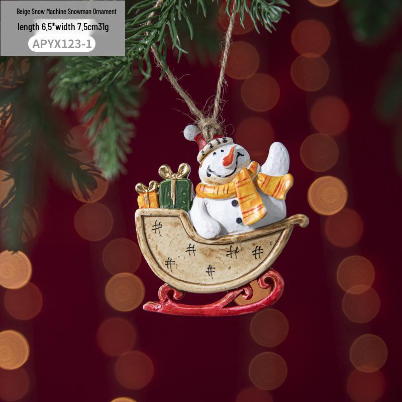 

Vintage Resin Sleigh & Snowman Christmas Tree Ornament