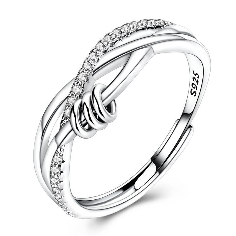 925 Silver Open Ring Star & Moon Foot Claw Heart Adjustable Ring For Women Wedding Birthday Party Jewelry Gift