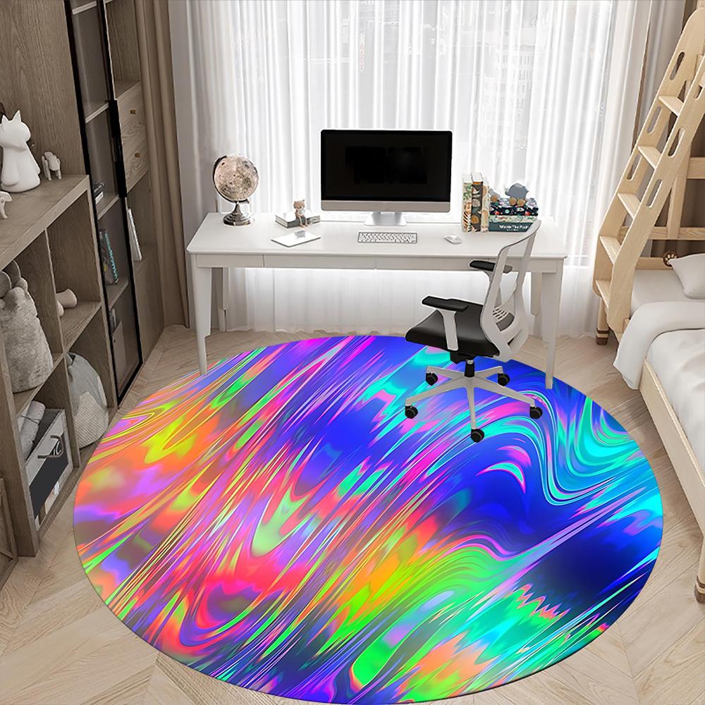1pc Colorful Swirls Chair Carpet for Office, Non slip, Soft and Durable Office Rug