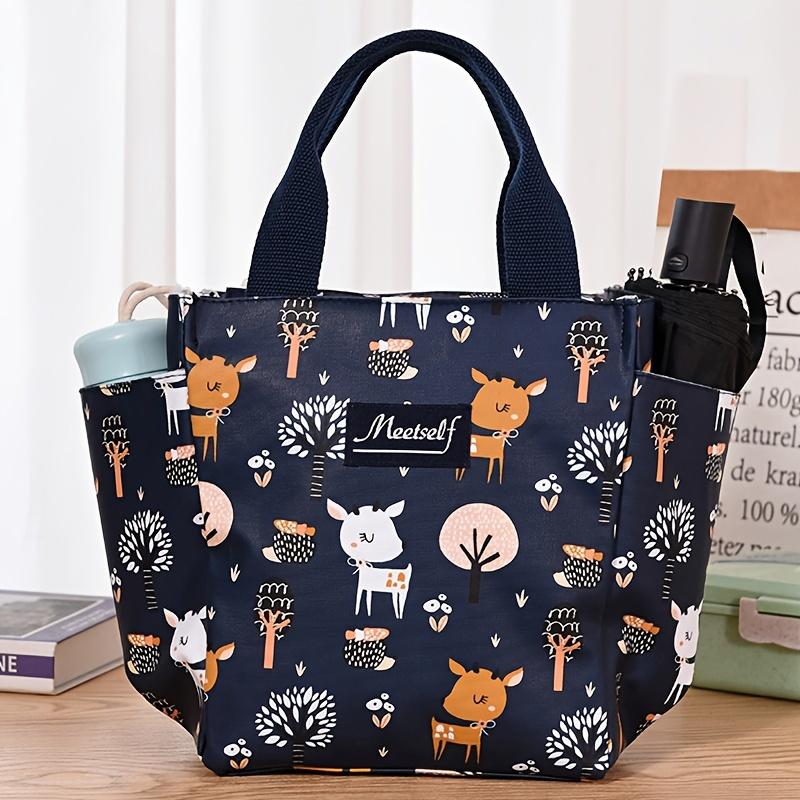 1 Stück Wiederverwendbare Einkaufstasche, Modische Tragbare Isolierte Lunch-Tragetasche, Wiederverwendbare und Waschbare Thermische Bento-Tasche