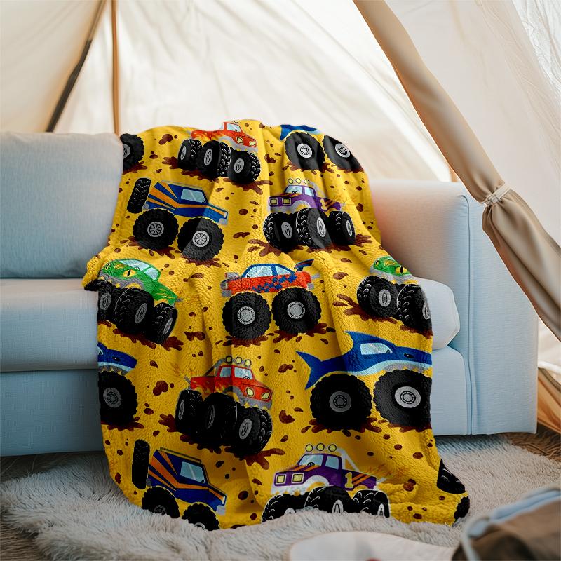 Truck Theme Printed Blanket - Perfect for Couch, Bed, Travel & Outdoor Use | Machine Washable, Cozy & Durable.