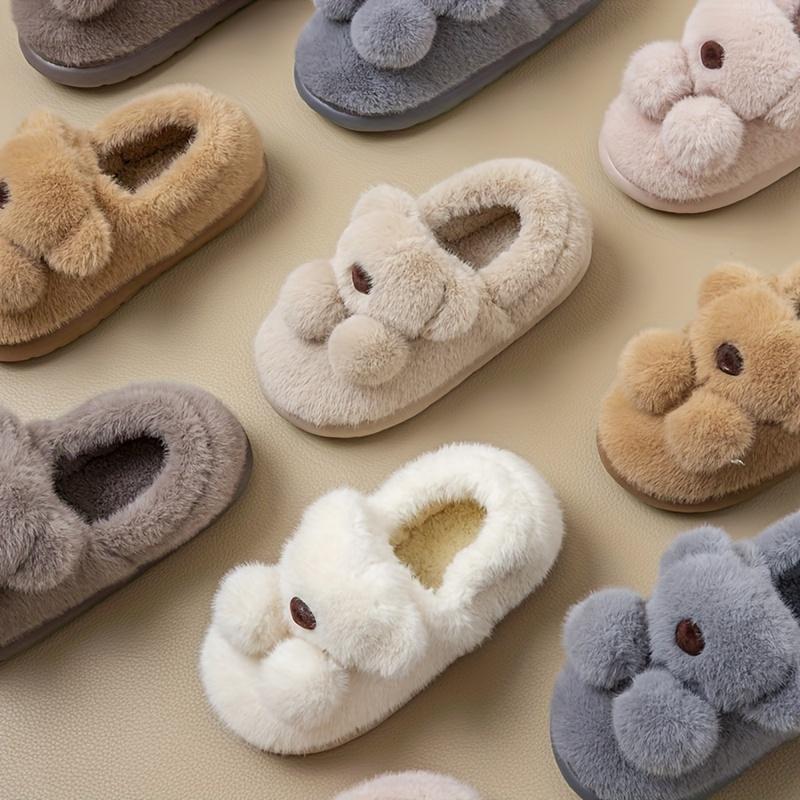 Plush Slip-On Slippers with Plush Lining & Arch Soft Plush Indoor House Shoes