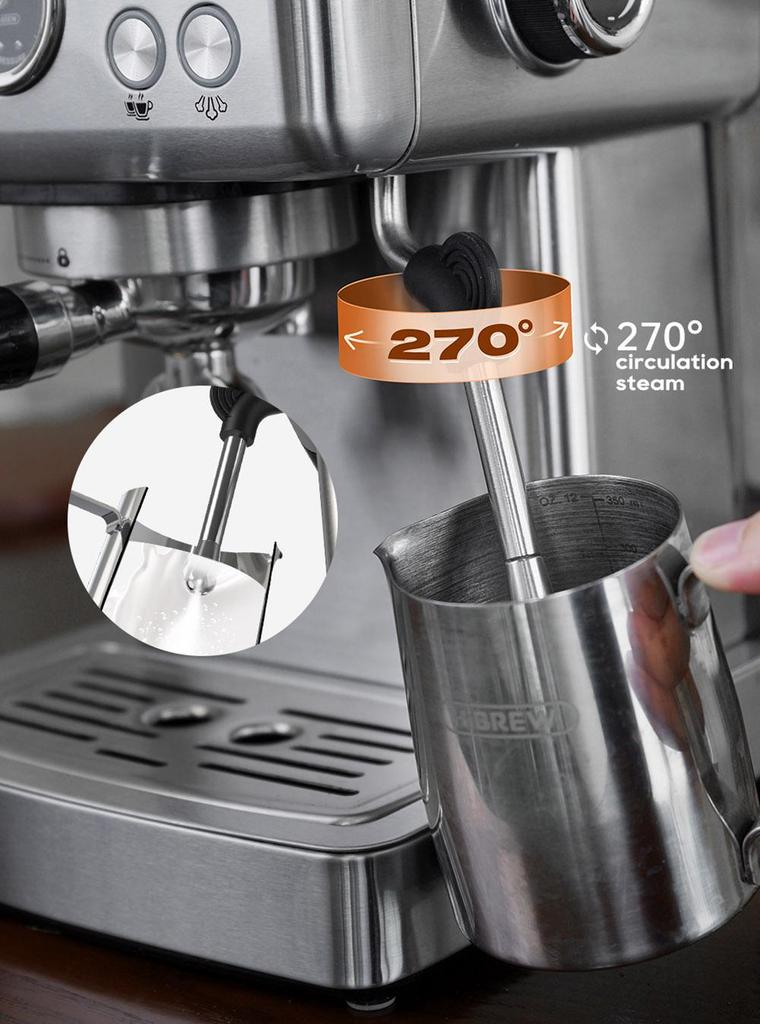 HiBREW H10A Semi Automatic Espresso Coffee Machine, 19Bar Pressure, Milk Frother