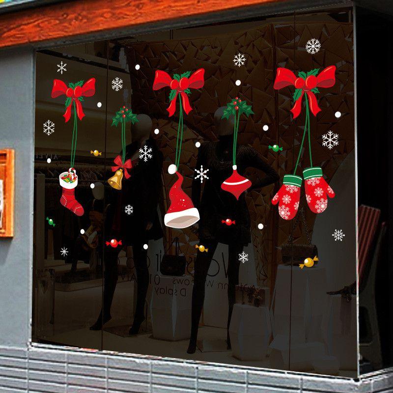 Christmas Merry Window Stickers Xmas New Year Decor Decals Santa Reindeer Claus