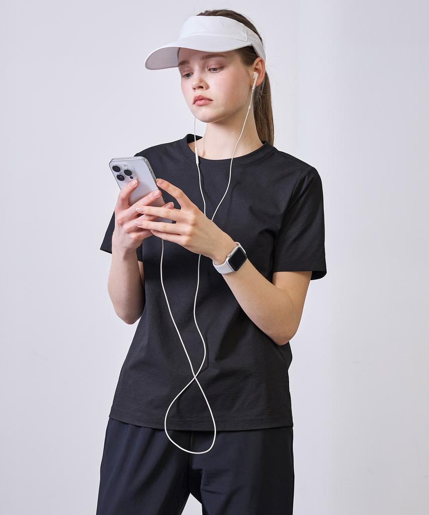 BASIC HOUSE Women'S Breathable Sorona Regular Fit Plain Short Sleeve T-Shirt Black