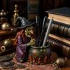 Magic Witch Pen Holder, Witch Cauldron Pen Holder for Horror Fans & Fantasy Lovers, Resin Cauldron Pen Organizer with Spooky Witch Design