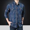 Spring Middle-aged and Young Men's Long-sleeved Shirt with Men's Cotton Loose Large Size Daddy's Plaid Multi-bag Military Casual Shirt
